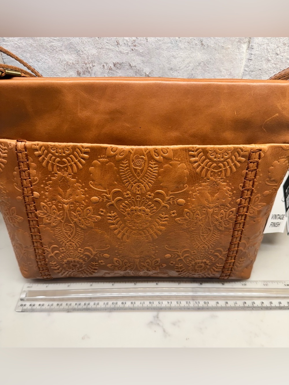 NWT The Sak Melrose Embossed Leather Crossbody Bag Tobacco Floral Boho - Picture 8 of 8